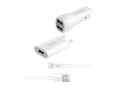 S-link IP-243 1A iPhone 5S/6S Ev ve 2.1A Araç Şarj Cihazı + 2A Lightning Kablosu - 8680096025532
