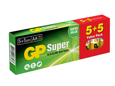 GP GP15A5 Kalem Pili 5 + 5 Paket Süper Alkalin AA Piller, LR06 - 4891199178573