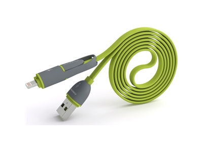 Pineng PN-301 Lightning ve Micro USB Yeşil Kablo