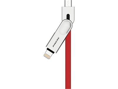 Pineng PN-307 Lightning ve Micro USB Kırmızı Kablo