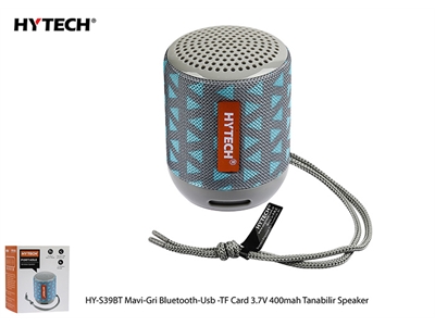 Hytech HY-S39BT Mavi-Gri Bluetooth-Usb -TF Card 3.7V 400mah Taşınabilir Speaker - 8680096090752