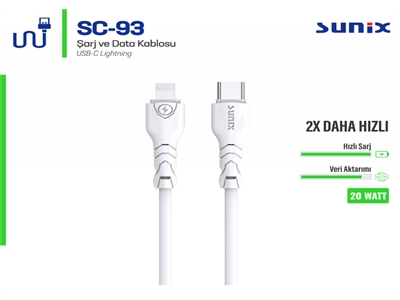 Sunix SC-93 20W Lightning to USB-C Data Kablo