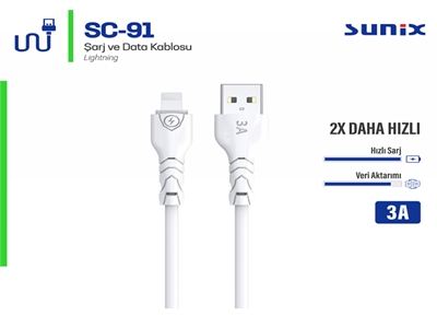 Sunix SC-91 3A Lightning USB Kablo - 8699261136133