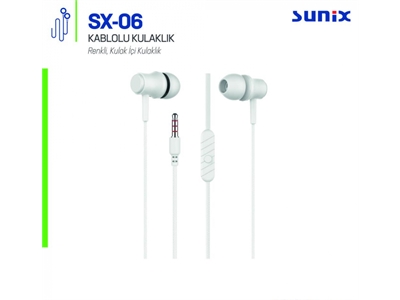 Sunix Sx-06 Mobil Telefon Uyumlu Beyaz Kulak içi Kulaklık