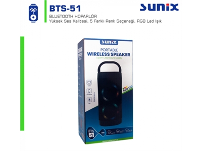 Sunix Bts-51 Bluetooth Hoparlör Mp3 Player Mavi - 8699261115542