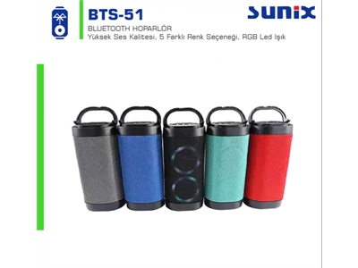 Sunix Bts-51 Bluetooth Hoparlör Mp3 Player Mavi - 8699261115542