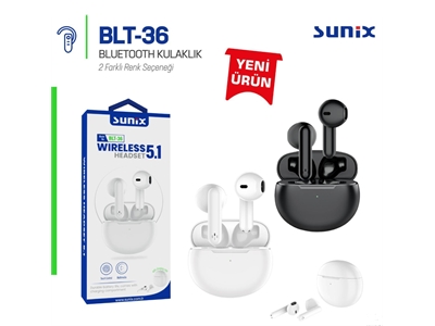 Sunix Blt-36 Mobil Telefon Uyumlu Bluetooth Kulaklık Siyah - 8699261138250