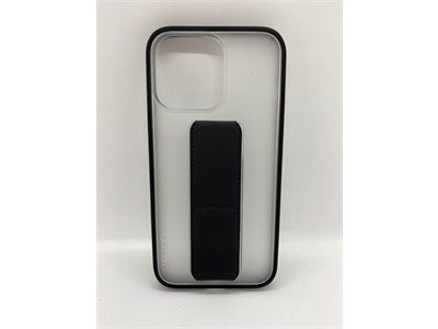 Vision Apple iPhone 13 Pro Manyetik Standlı Buzlu Cam Siyah Silikon Kılıf