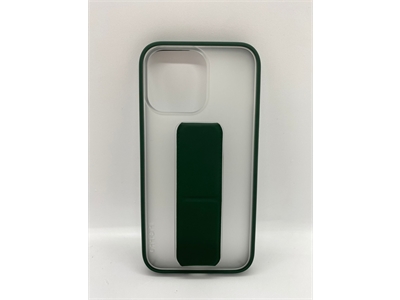 Vision Apple iPhone 13 Pro Manyetik Standlı Buzlu Cam Yeşil Silikon Kılıf