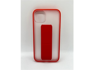 Vision Apple iPhone 13 Manyetik Standlı Buzlu Cam Kırmızı Silikon Kılıf