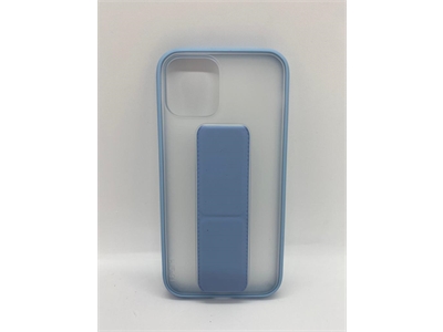 Vision Apple iPhone 12 Pro Manyetik Standlı Buzlu Cam Mavi Silikon Kılıf