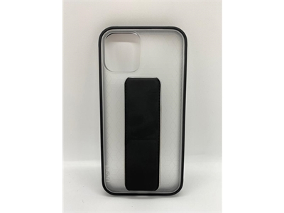 Vision Apple iPhone 12 Pro Manyetik Standlı Buzlu Cam Siyah Silikon Kılıf