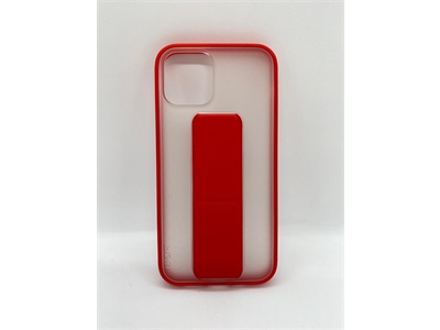 Vision Apple iPhone 12 Pro Manyetik Standlı Buzlu Cam Kırmızı Silikon Kılıf