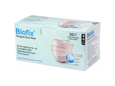 50'li Paket Biofix Meltblown 3 Katlı Cerrahi Maske Beyaz - 8682495022778