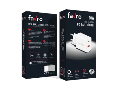 Favro 20W USB-A + USB-C Şarj Başlık