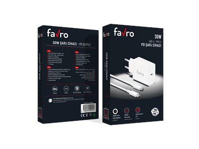 Favro 30W PD USB-C Şarj Başlık + Type-C Şarj Kablosu